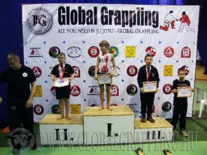 A NoGi Grappling Gyermek 2 fiú 44 kg. kategória dobogója