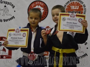 A Gi Grappling Manó Fiú 36 kg kategória dobogója